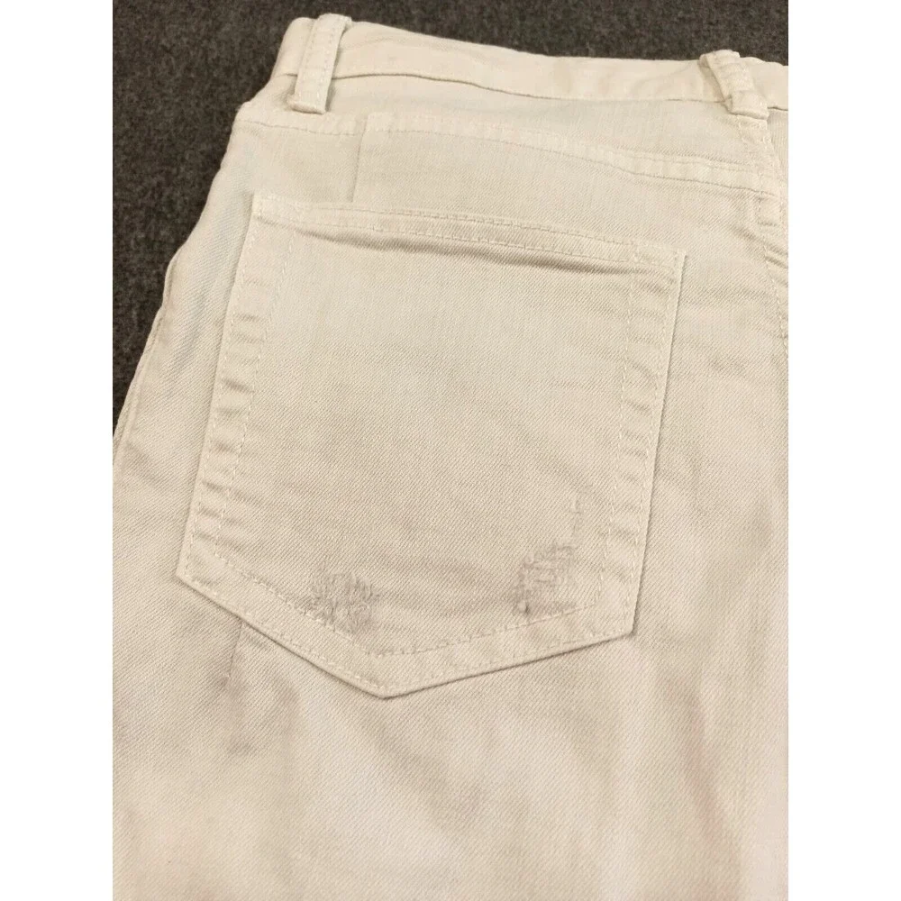 M N M L White Stretch Moto Denim Skinny Distressed Mens Jeans Size 29 Ankle Zip